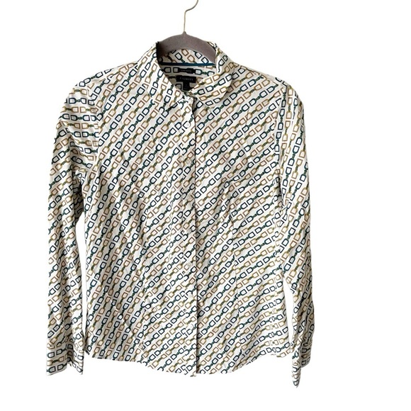 Talbots Top Women's 6 Horse Bit Button Down Equestrian Preppy Old Money - Picture 2 of 9